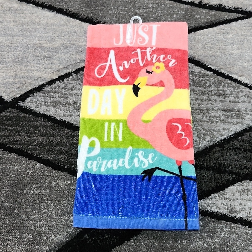 RITZ PINK FLAMINGO JUST ANOTHER DAY IN PARADISE KITCHEN TOWEL